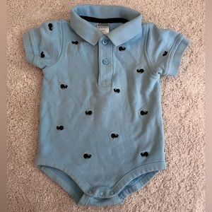 Gymboree Blue Collared Shirt Onesie, Size 6-13 Months
